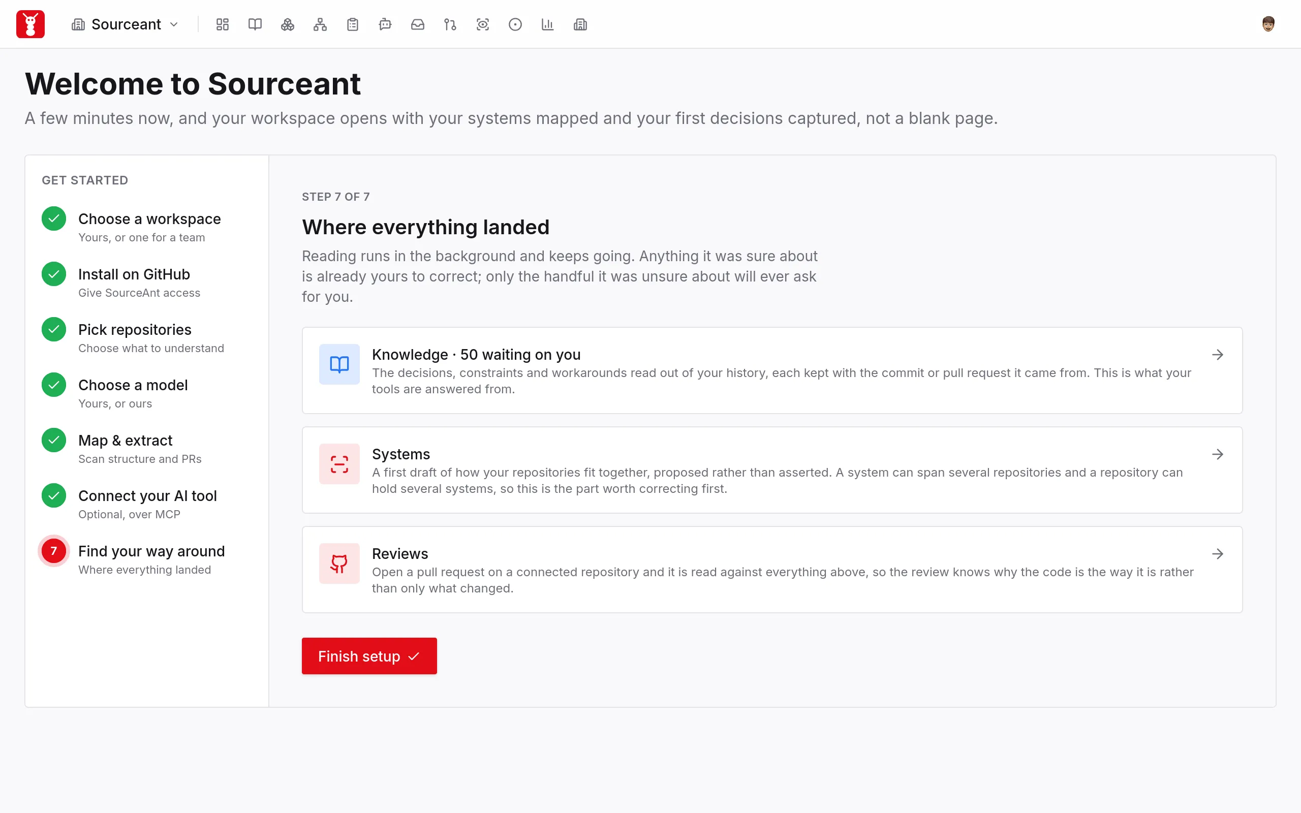 Links to Knowledge, Systems and Reviews at the end of onboarding